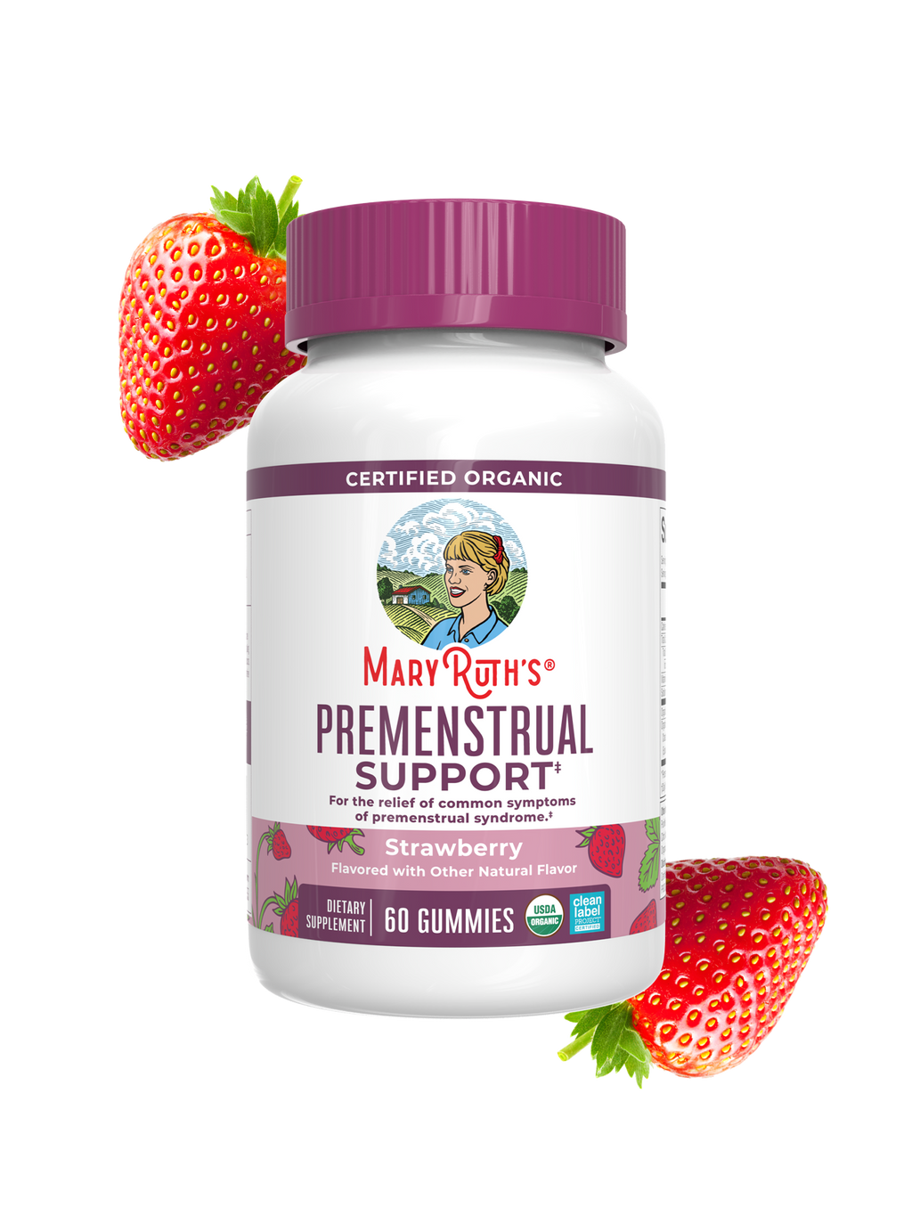 Organic Premenstrual Support Gummies Strawberry 60ct