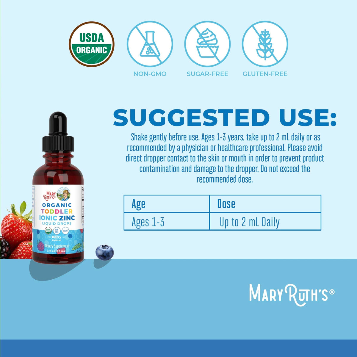 Organic Toddler Ionic Zinc Liquid Drops Suggested Use