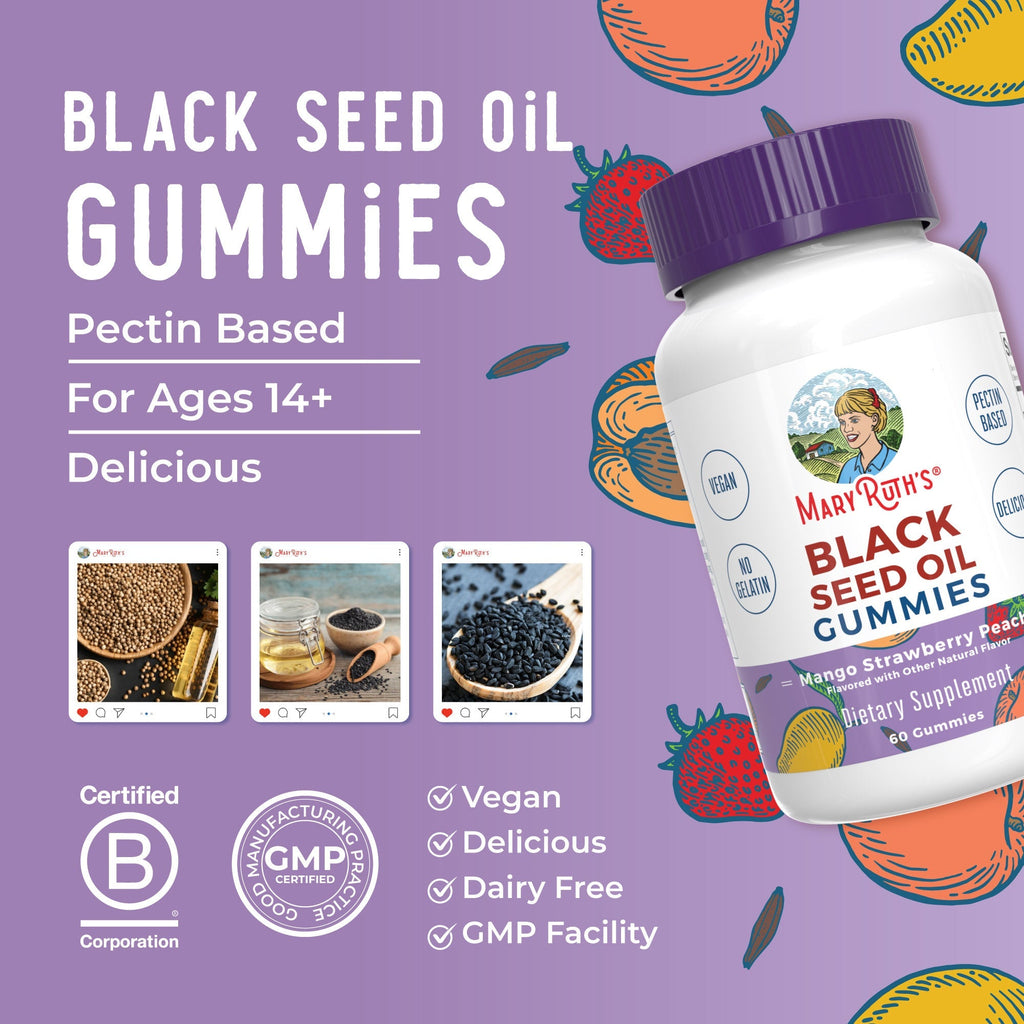 Black Seed Oil Gummies 60CT Mango Strawberry Peach Great Flavor Better Benefits
