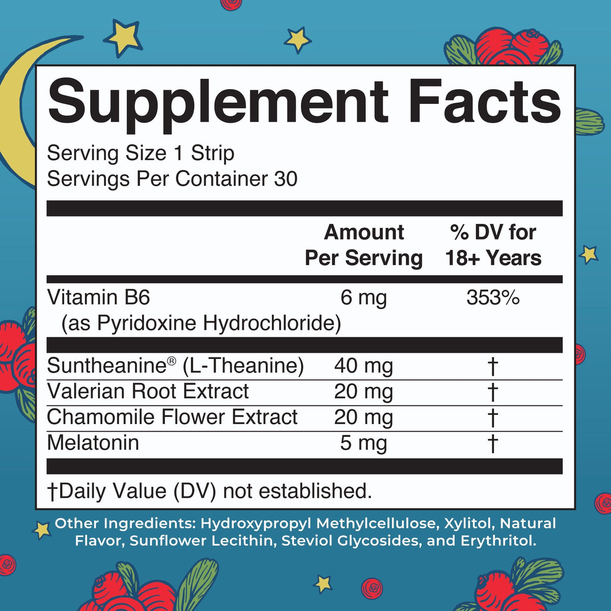 Sleep Dissolving Strips Cranberry Supplement Facts