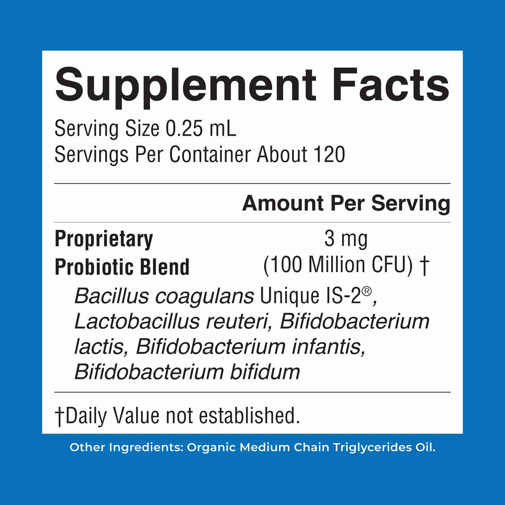 Organic Infant Liquid Probiotic 1oz Unflavored Supplement Facts