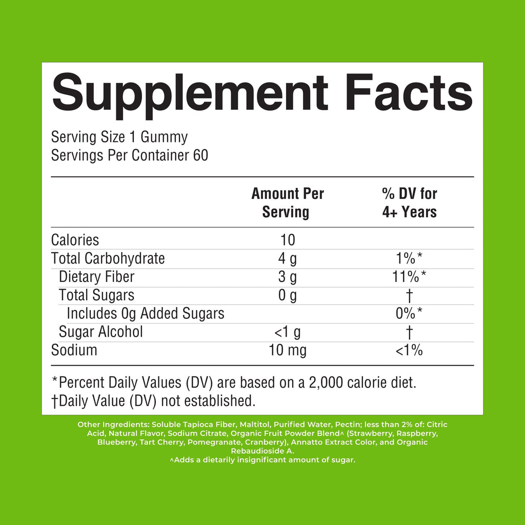 Kids Fiber Gummies Papaya 60ct Supplement Facts