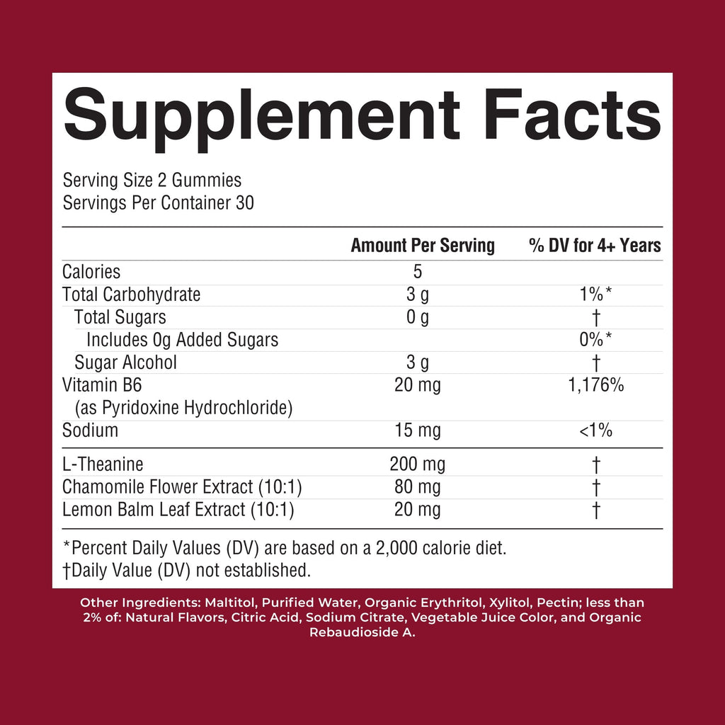 Kids Nighttime Gummies Strawberry 60CT Supplement Facts