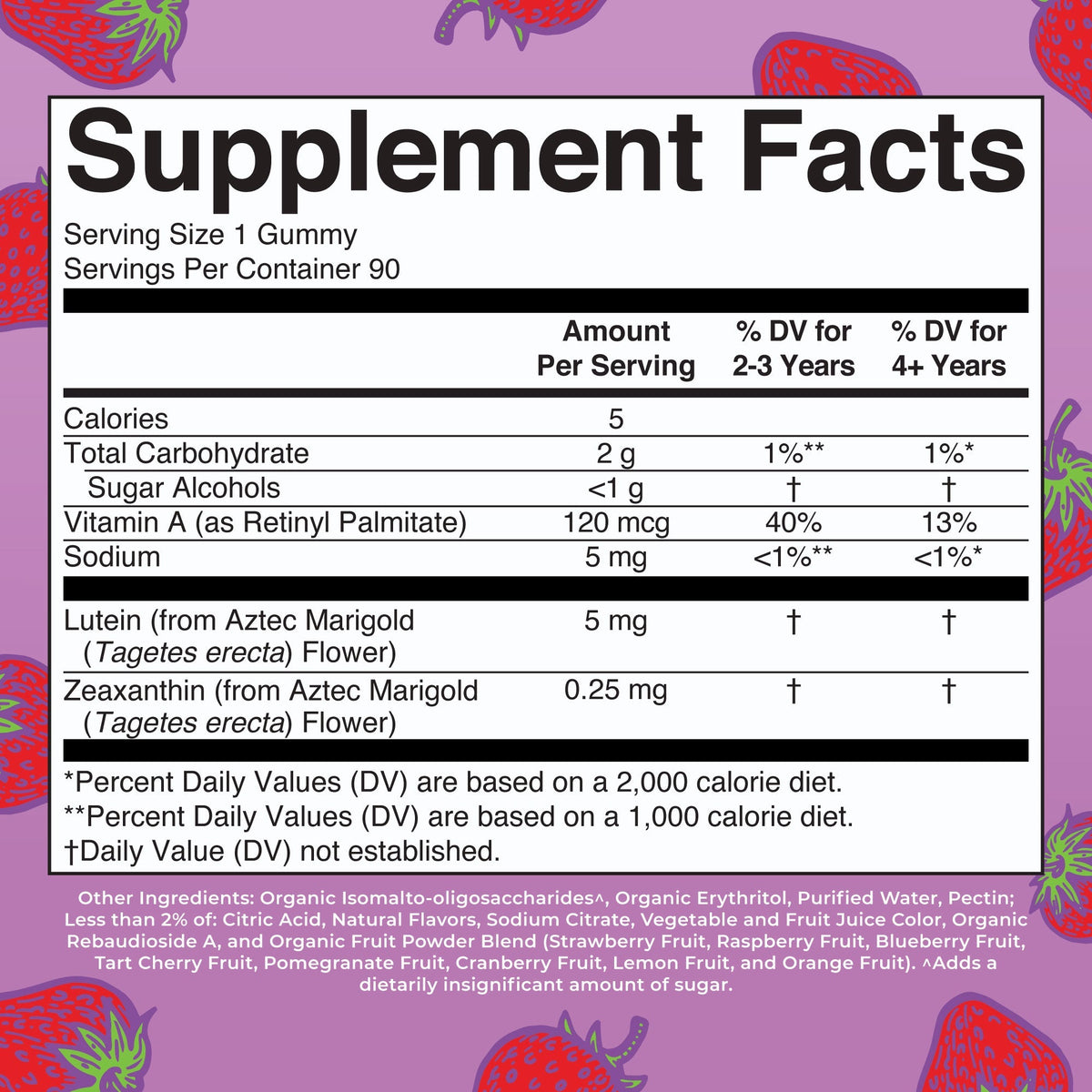 Eye Care Gummies Supplement Facts