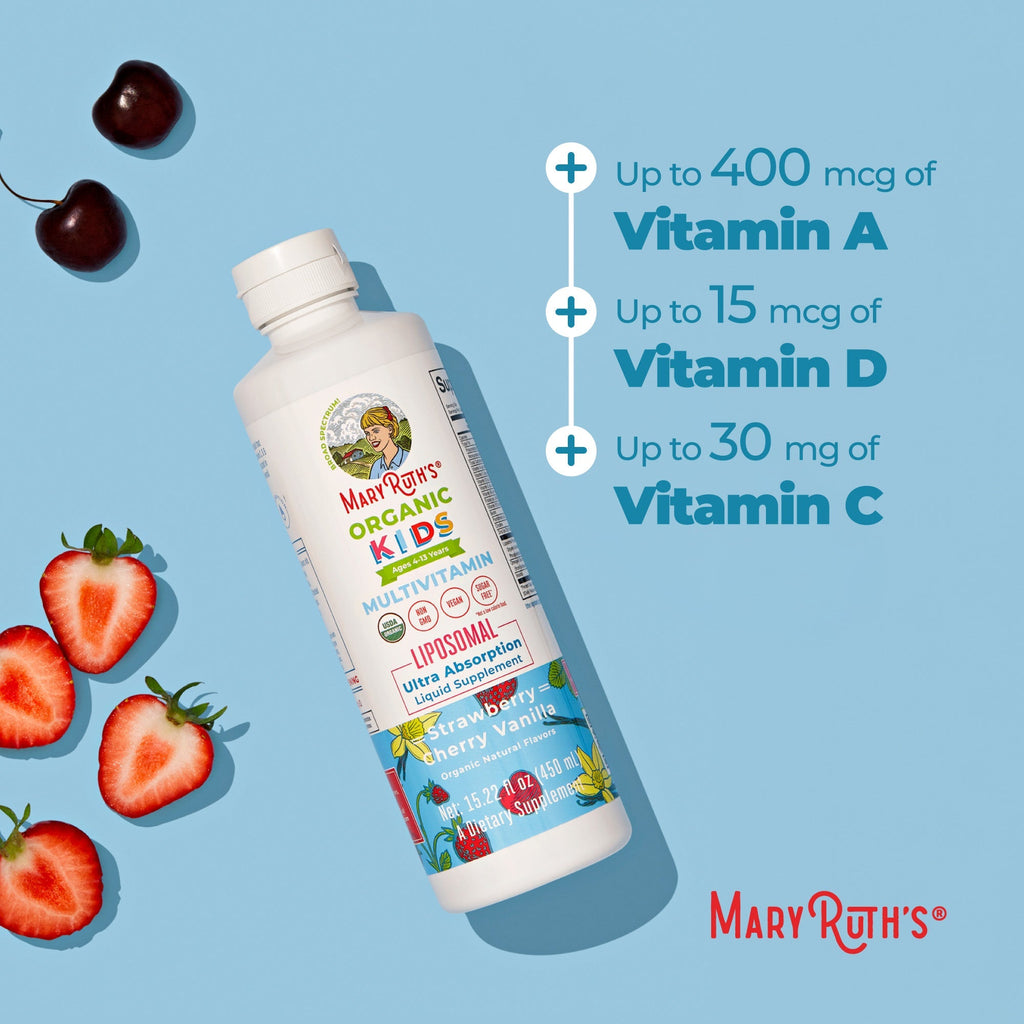 Organic Kids Multivitamin Liposomal Strawberry Cherry Vanilla 15oz Benefits