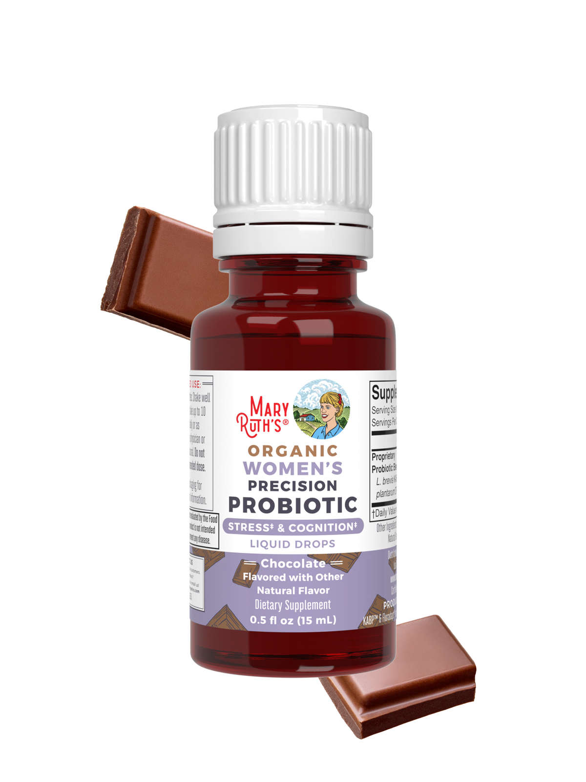 Organic Women's Precision Probiotic Stress & Cognition Liquid Drops 0.5oz Chocolate