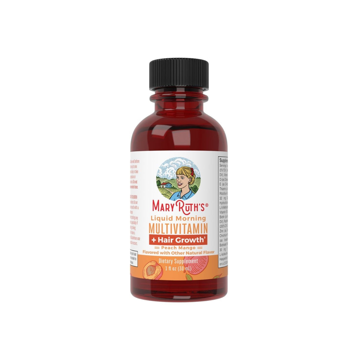 Liquid Morning Multivitamin + Hair Growth 1oz Peach Mango