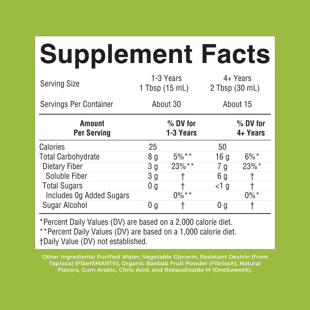 Vegan Liquid Fiber Cherry Limeade 15oz Supplement Facts
