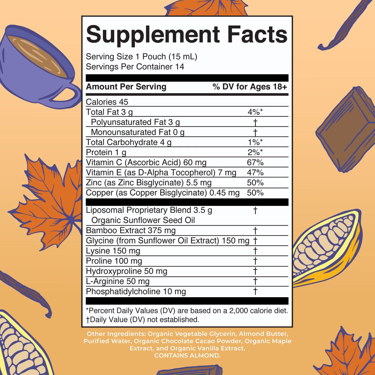 Vegan Collagen Booster Liposomal Pouches Supplement Facts
