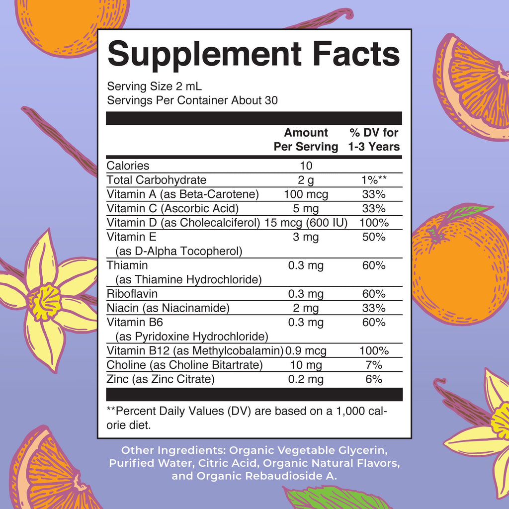 Organic Toddler Multivitamin Liquid Drops Supplement Facts