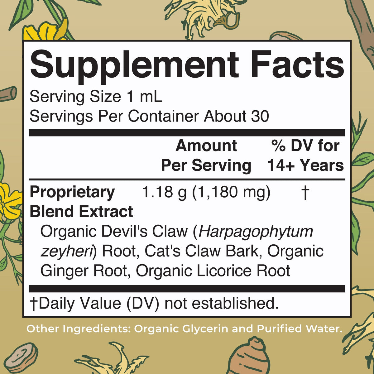 Joint Health Liquid Drops 1oz Supplement Facts