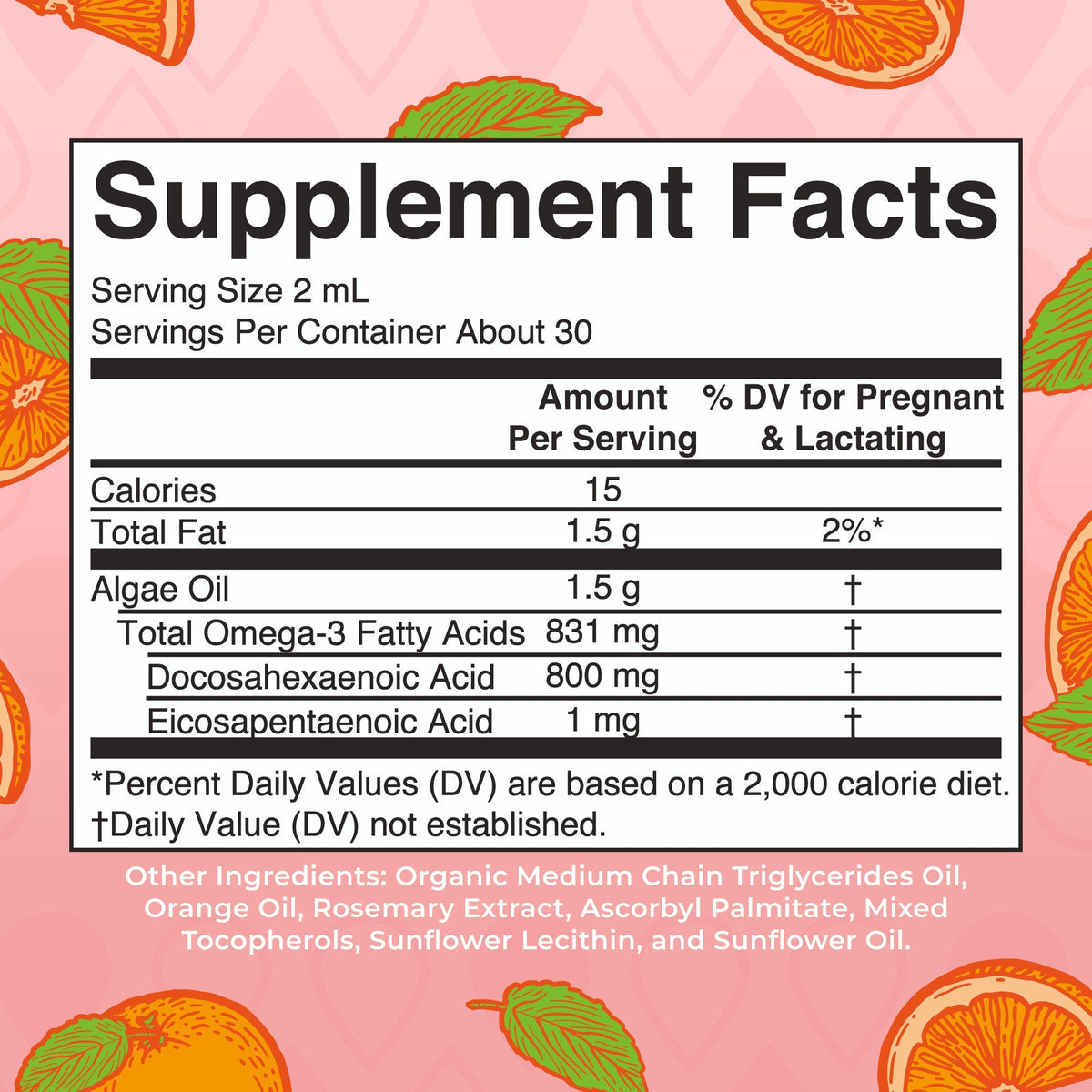Prenatal & Postnatal Omega-3 Liquid Drops 2 oz Supplement Facts