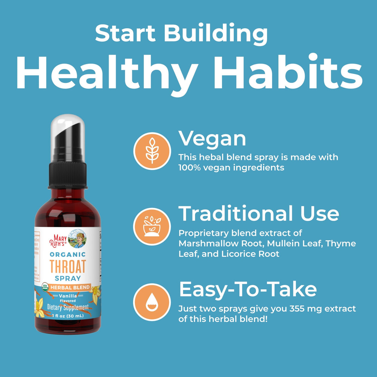 Organic Throat Spray 1oz Vanilla Healthy Habits