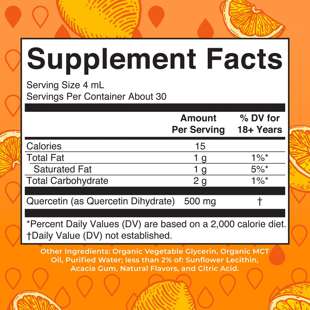 Quercetin Liquid Drops (Lemon) 4 oz Supplement Facts