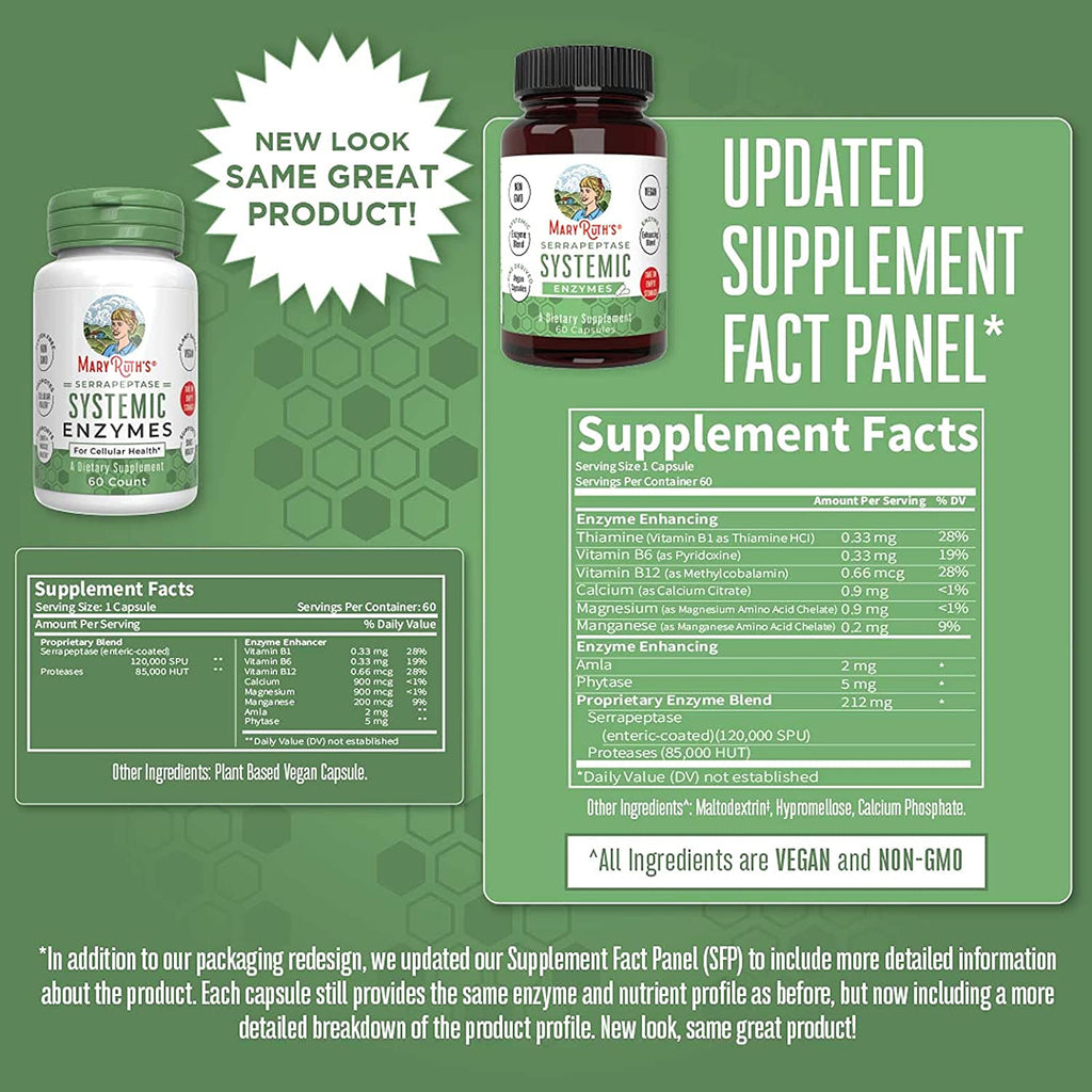 Serrapeptase Systemic Enzymes 60 Capsules Supplement Facts2