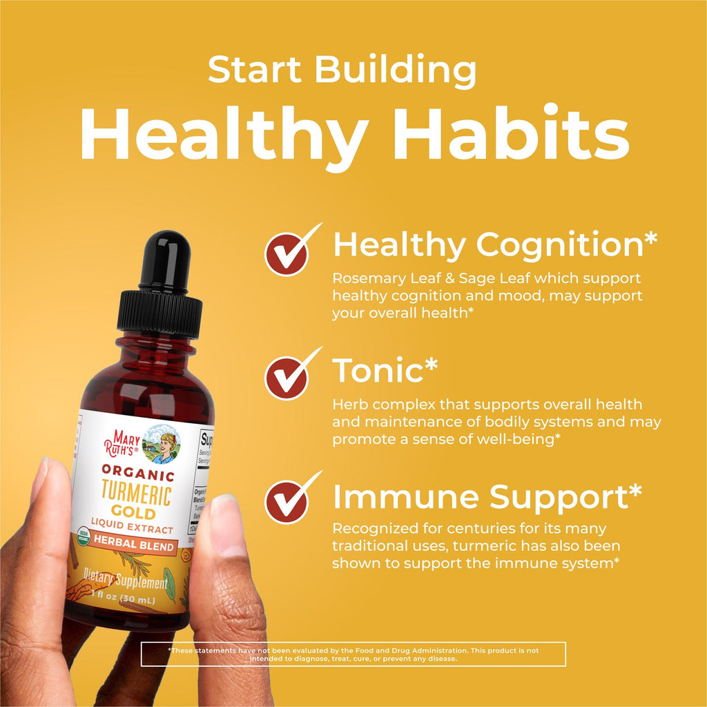 Organic Turmeric Gold Herbal Blend Liquid Drops Healthy Habits