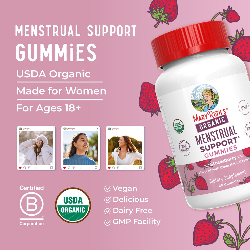 Organic Premenstrual Support Gummies Strawberry 60ct Great Flavor Better Benefits