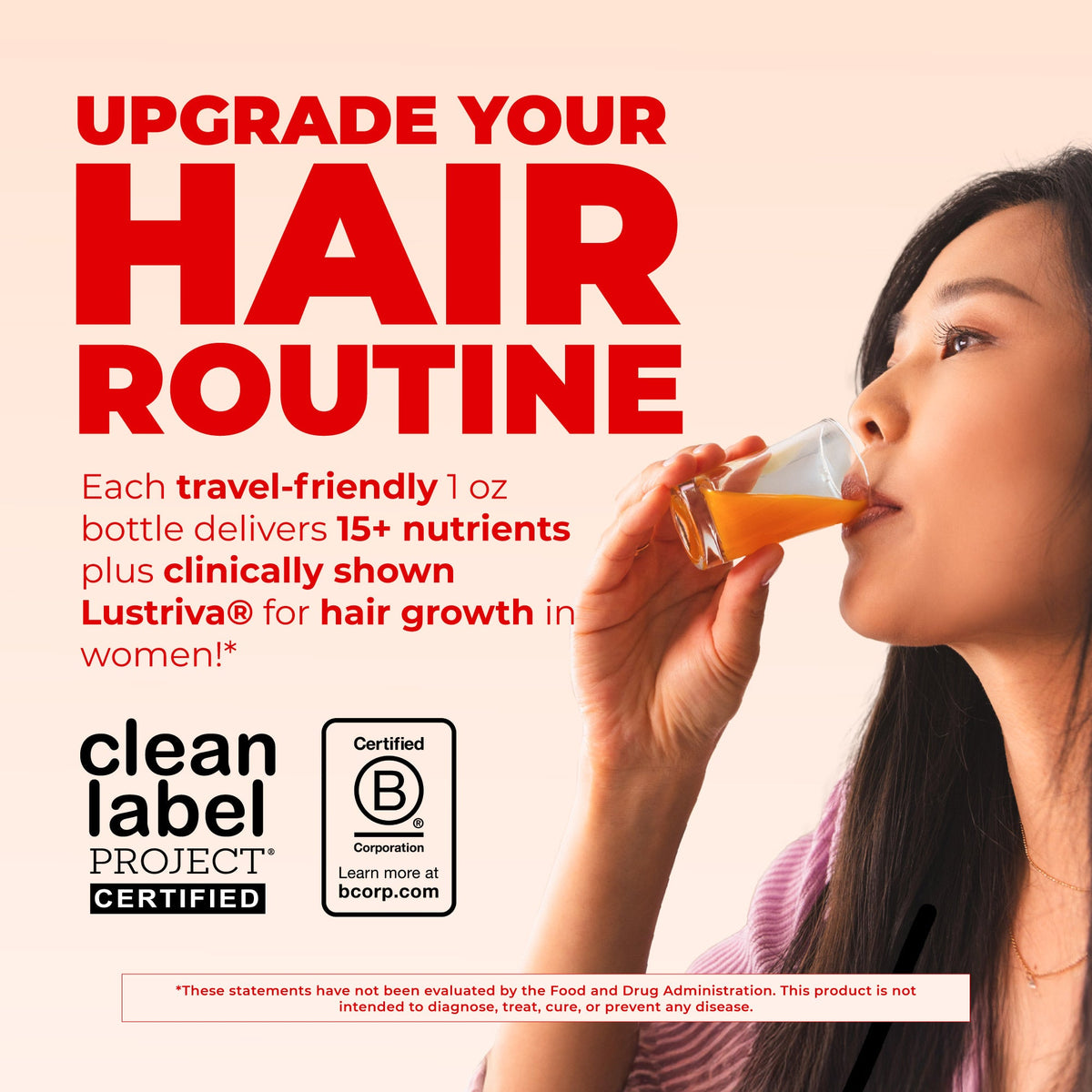 Liquid Morning Multivitamin + Hair Growth Travel Pack Peach Mango 1oz Upgrade Your Routine