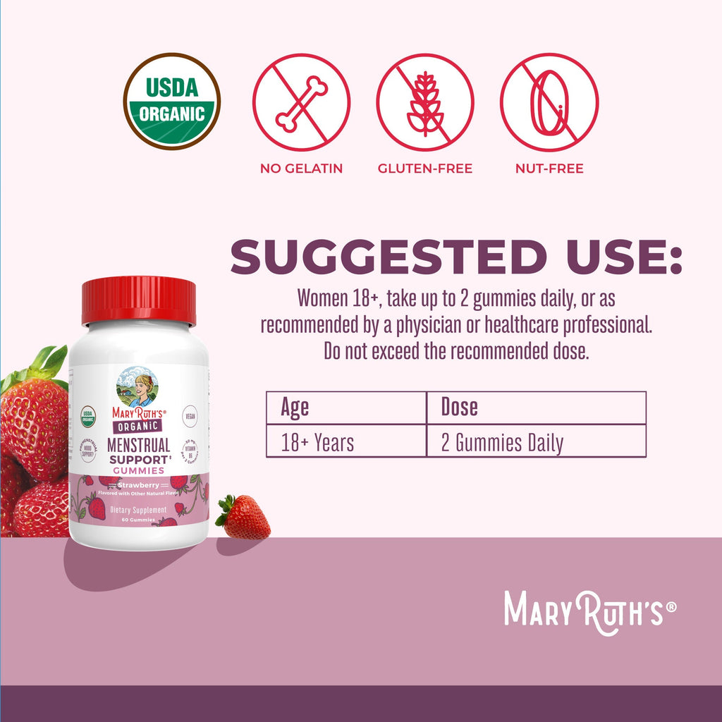 Organic Premenstrual Support Gummies Strawberry 60ct Suggested Use